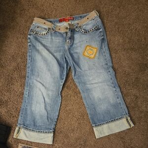 Guess Light Blue Cropped Jeans with Embellishments